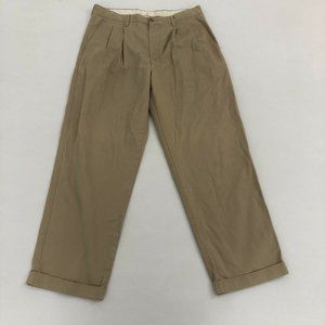 Gap Men's Brown Khakis Relaxed Fit Pleated Light Wash Pants 33X30